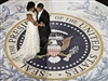 This print depicts President Barack Obama and First Lady Michelle Obama dancing at the 56th inaugural ball in January 2009.