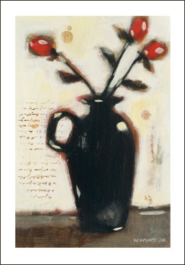 Red Roses in Black Vase I