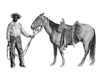 Black Cowboy and Horse